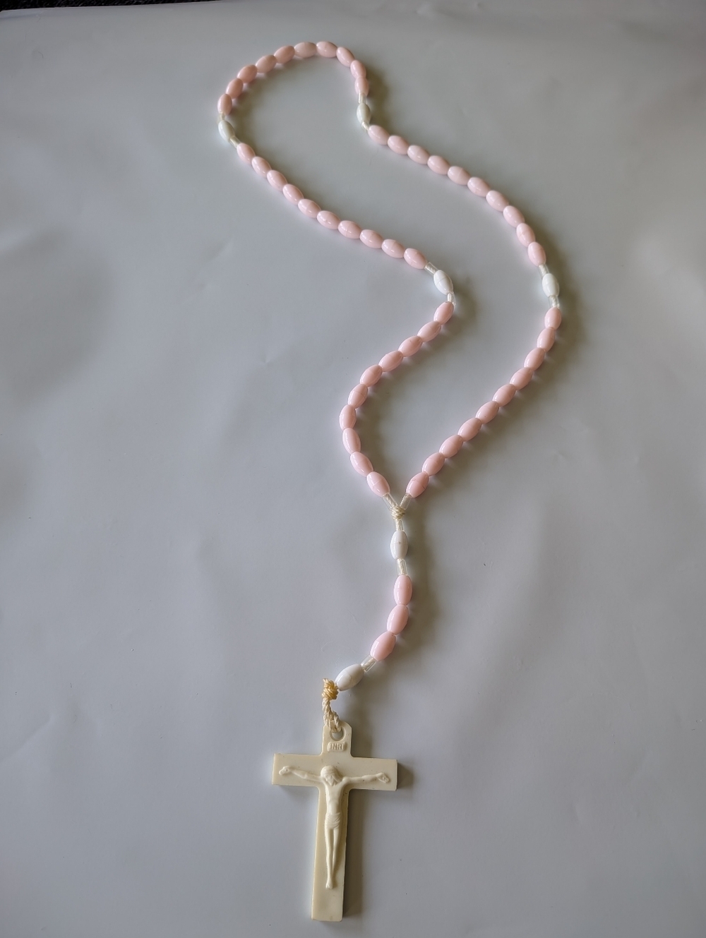 Pastel Pink And White Beaded Rosary
